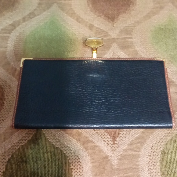 Gucci authentic vintage hinged women's long black leather wallet #030 … - Picture 6 of 17